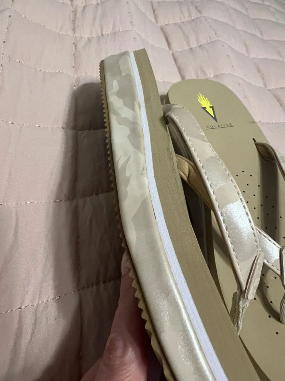 Women's Beige Platform Flip Flop Sandals - Lightweight Neutral Comfort - Picture 4 of 6